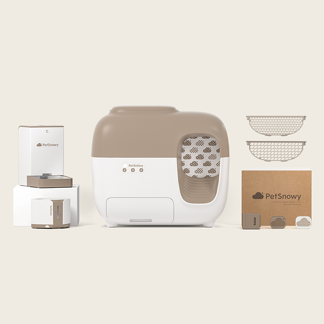 Katzentoilette Premium Set +Wasserbrunnen + Tierfutterspender