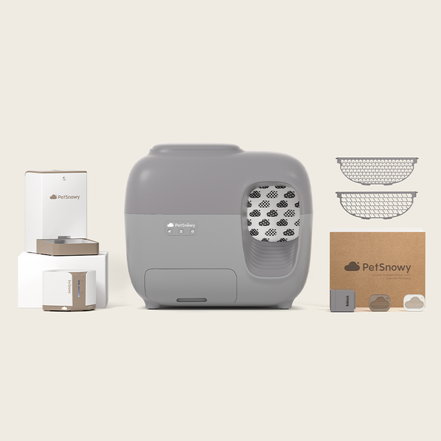 Caja de arena Premium Set +Fuente de agua + Comedero para mascotas