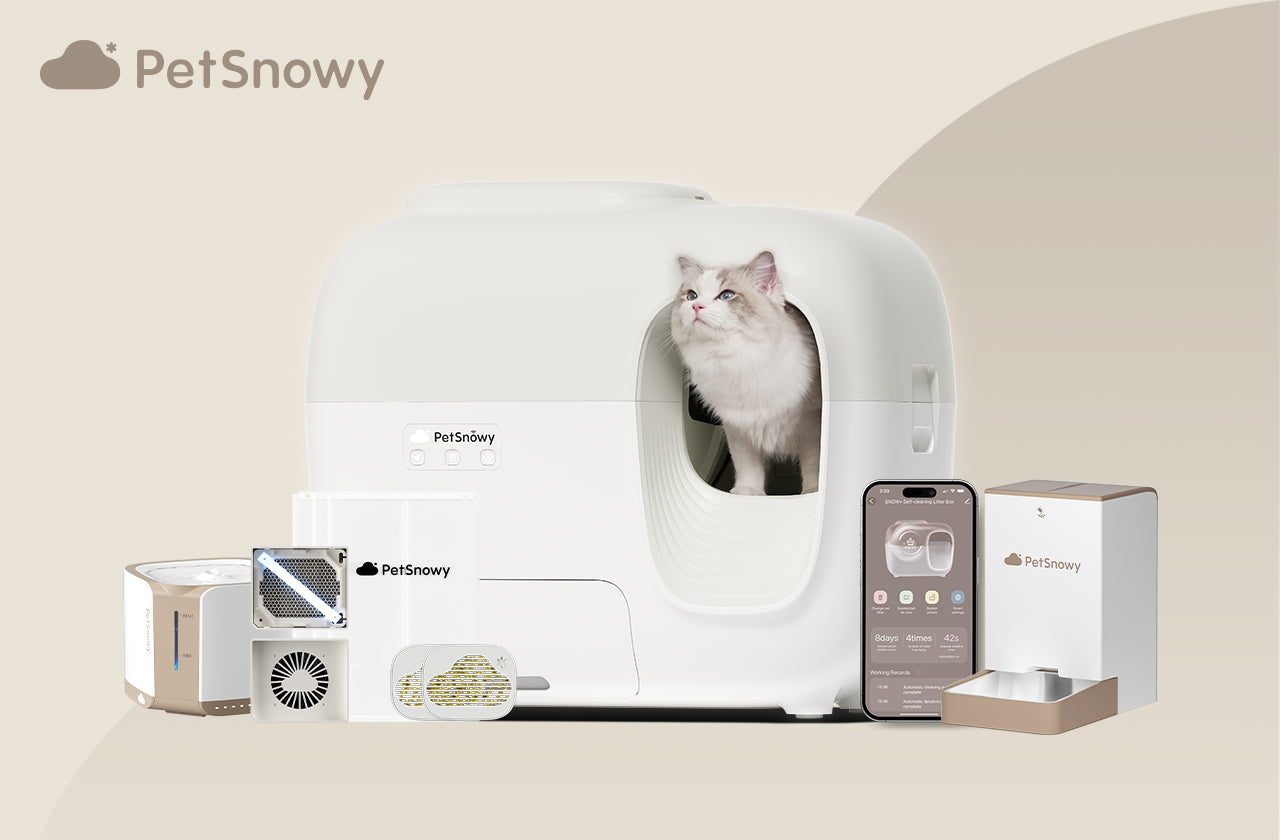 SNOW+ Self-Cleaning Cat Litter Box - Deluxe/Cream