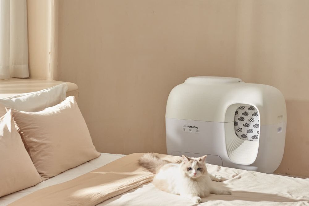 SNOW+ Self-Cleaning Cat Litter Box - Deluxe/Cream